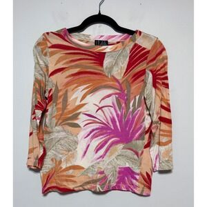 Lynn‎ Ritchie Silk Blend Tropical Print Top Size Medium Luxury Coastal Luxe Chic